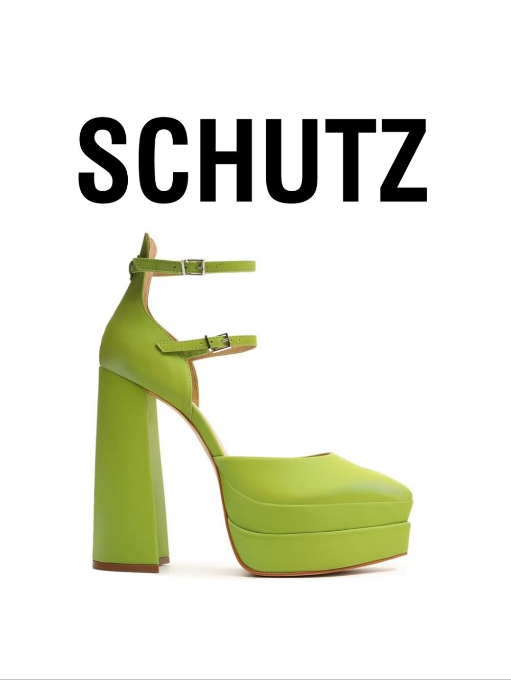SCHUTZ Elysee Green Size 6 M Chunky Platform Heels
